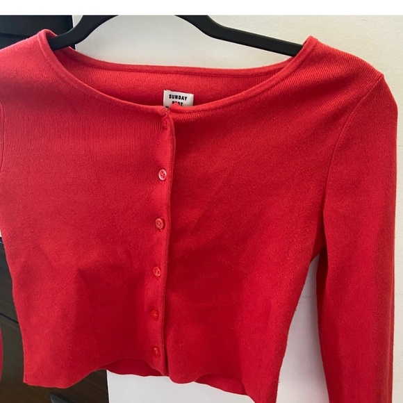 Aritiza Sunday Best Red Cropped Sweater - Picture 3 of 5